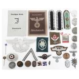 WWII GERMAN INSIGNIA, BADGES, PINS & ARBEITSBUCH