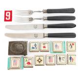 20th C. CUB SCOUT SKILL AWARDS & REENACTOR CUTLERY