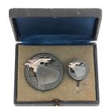 WWII GERMAN NAVY BLOCKADE RUNNER'S BADGE & PIN SET