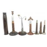 WWI - WWII WORLD MILITARY TRENCH ART LAMPS & SHELL