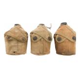 WWII USMC BLACK ENAMEL CANTEENS WITH COVERS