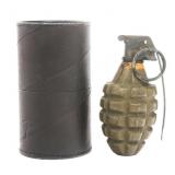WWII US MKII FRAGMENTATION GRENADE & STORAGE TUBE