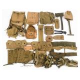 WWII US ARMY BAR BELT, HAVERSACK, & FIELD GEAR