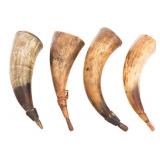 19th - 20th CENTURY ENGRAVED POWDER HORNS