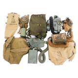 WWII US ARMY GAS MASKS & CARRYING BAGS