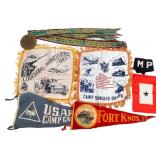 WWII US BASTOGNE PLAQUE, PENNANTS & PILLOW SHAMS