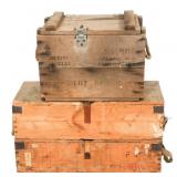WWII US SIGNAL & GERMAN WOODEN AMMUNITION CRATES
