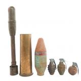 WWII - COLD WAR PRACTICE BAZOOKA ROCKET & GRENADES