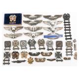 WWII - COLD WAR USAAF STERLING 3' WINGS & BADGES