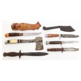 20th C. US & BRITISH SURVIVAL KNIVES & HATCHET