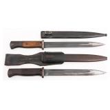 WWII GERMAN K98 COMBAT BAYONETS WITH SCABBARDS