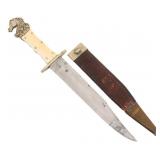 BOWIE KNIFE WITH HORSE HEAD POMMEL & SHEATH