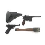 WWII GERMAN REENACTOR GRENADE & DENIX PISTOLS