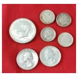 $1.40 in 90% Silver Half Dollar Quarters & Dimes