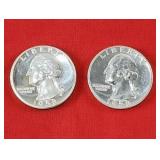 2 1958 Silver Proof Washington Quarters
