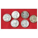 $1.50 of 6 90% Silver Washington Quarters