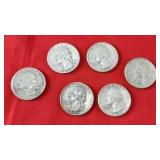 $1.50 of 6 90% Silver Washington Quarters