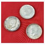 $1.50 of 3 90% Silver 1964 Kennedy Half Dollars