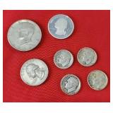 $1.40 in 90% Silver Half Dollar Quarters & Dimes