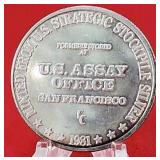 1981 U.S. Assay 1oz 999 Silver Trade Unit Scarce