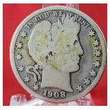 1908-D Barber Half Dollar