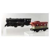 Marx Tin Windup Locomotive and Caboose