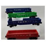 4 Lionel O Gauge Gondola Train Cars 1970's