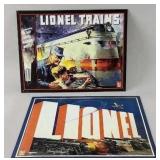 2 Lionel Trains Tin Lithograph Collector Signs