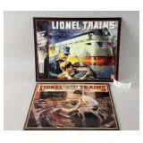 2 Lionel Trains Tin Lithograph Collector Signs