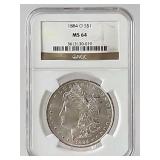 1884-O Morgan Silver Dollar NGC MS 64