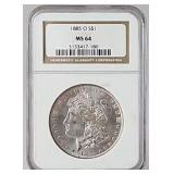 1885-O Morgan Silver Dollar NGC MS 64