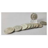 10 1964 90% Silver Kennedy Half Dollars