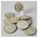 10 1964 90% Silver Kennedy Half Dollars
