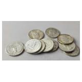 10 Silver Washington Quarters Mixed Dates