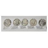 5 1964 90% Silver Kennedy Half Dollars
