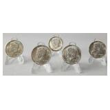 5 1964 90% Silver Kennedy Half Dollars