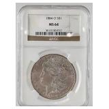 1884-O Morgan Silver Dollar NGC MS 64