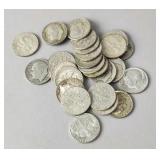 25 Roosevelt Silver Dimes Mixed Dates
