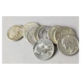 10 Washington Silver Quarters Mixed Dates