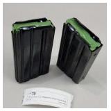 2 AR 20 Round 223 Magazines Bright Black Metal
