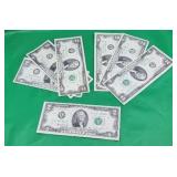 7 1976 Bicentennial Two Dollar Bills