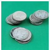 25 90% Silver Mercury Dimes