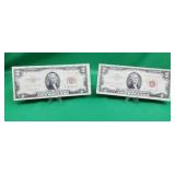 1953-A and 1963 Red Seal Two Dollar Bills