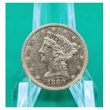 1880 Liberty Head $5 Gold Coin