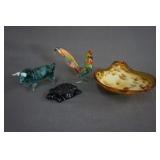 Murano and Blenko Art Glass Rooster Bull & Turtle
