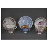 3 Fine Bone China Teacup and Saucer Sets