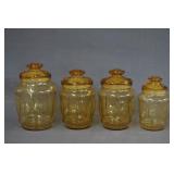 Smith Glass Mid Century Yellow Amber Canister Set