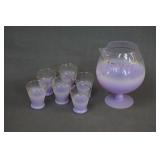 Mid Century Blendo Purple Frosted Decanter Set