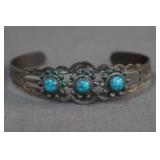 Vintage Navajo Silver and Turquoise Cuff Bracelet
