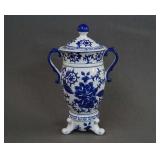 Bombay Blue on White Porcelain 13" Urn with Lid